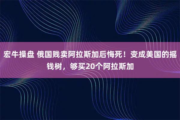 宏牛操盘 俄国贱卖阿拉斯加后悔死！变成美国的摇钱树，够买20个阿拉斯加